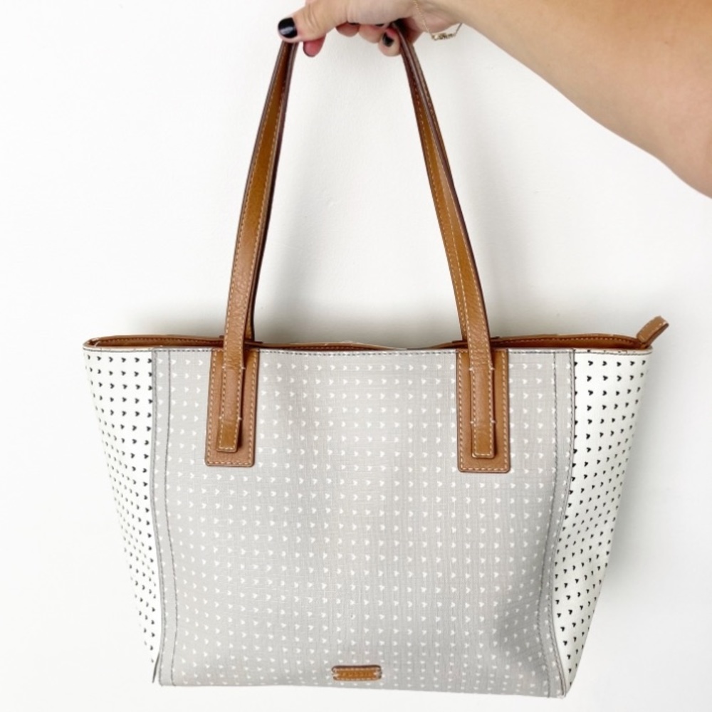 Fossill grey and white handbag with tiny hearts